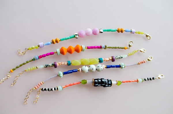 Colorful beaded bracelet, adjustable friendship bracelets, stackable b –  jillmakes