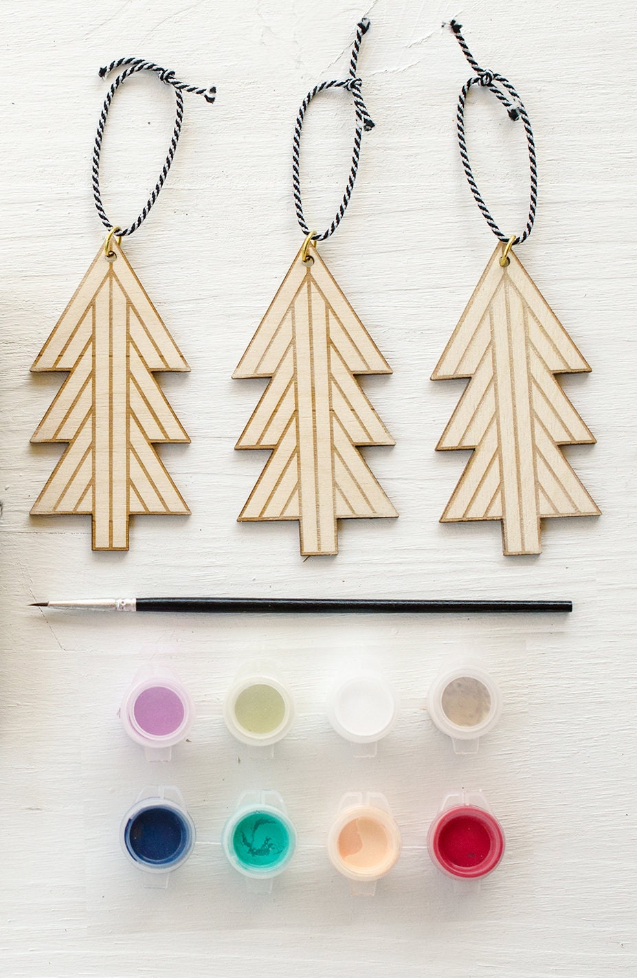 DIY Kit, Painting kit, ChristmasTree Ornament decor,Craft Kit, wooden –  jillmakes