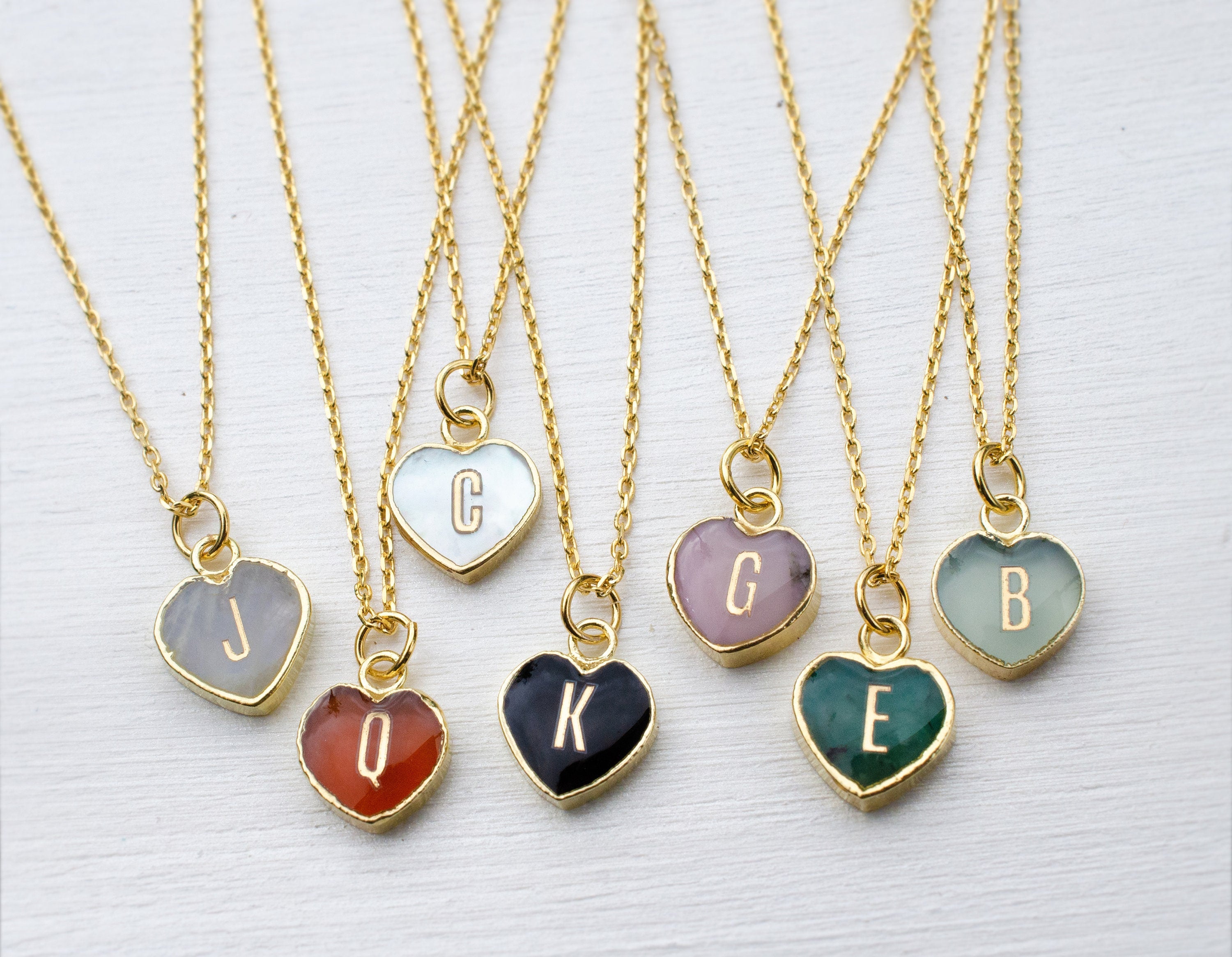 Initial Letter and Heart Charm Necklace– HLcollection - Handmade Gold and  Silver Jewelry