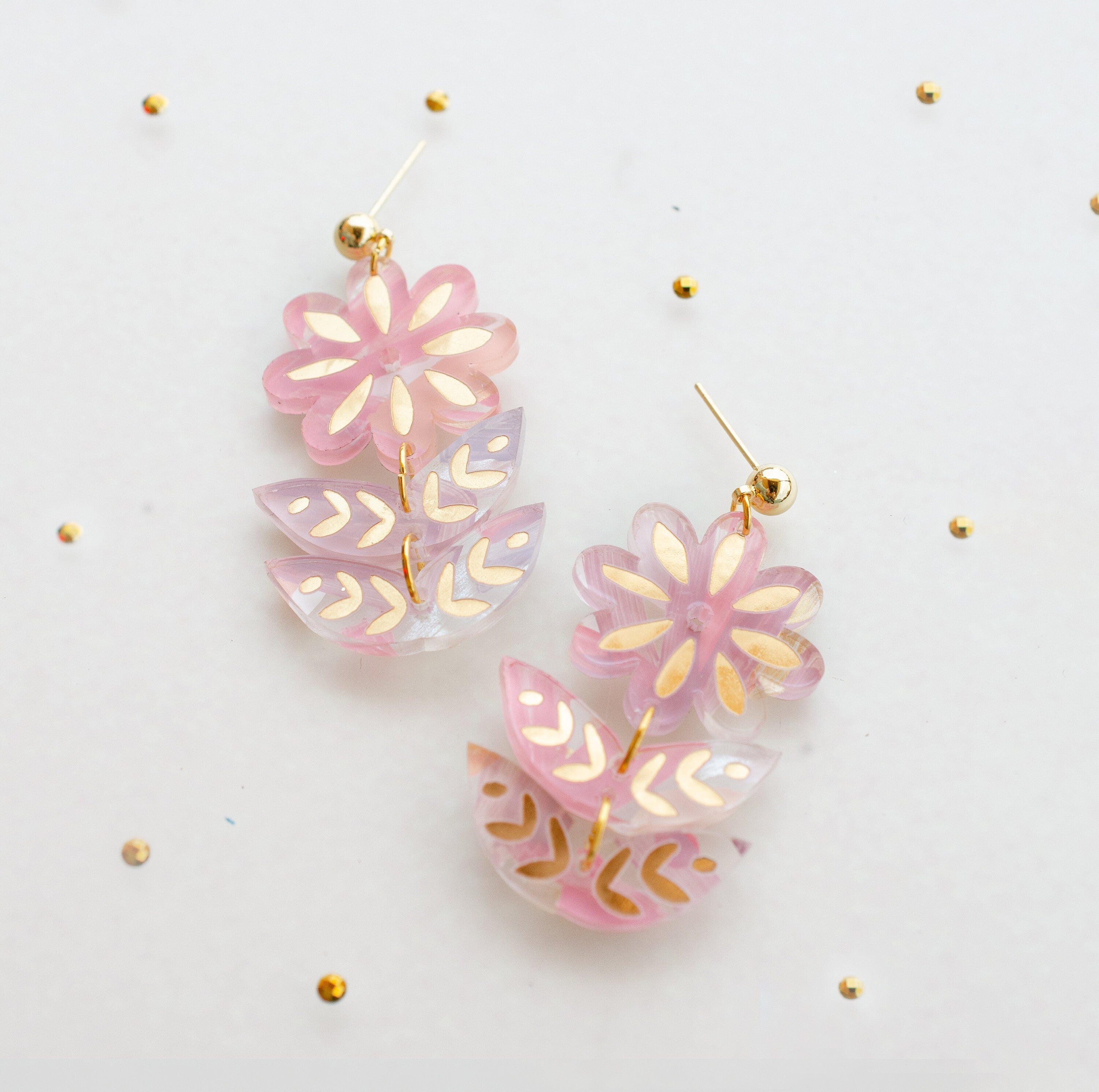 Hand Painted Cherry Blossom Earrings