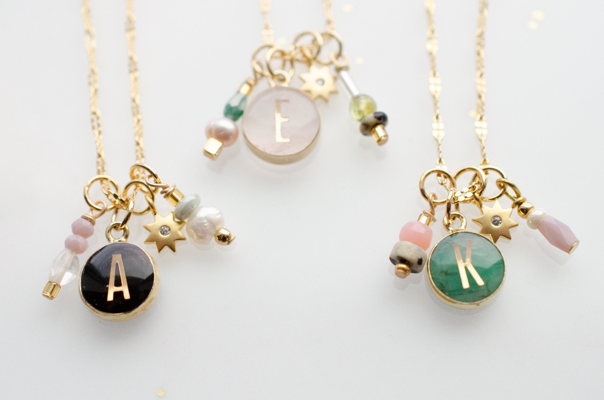 Monogram Charm Necklace Initial Letter Necklace Personalized 