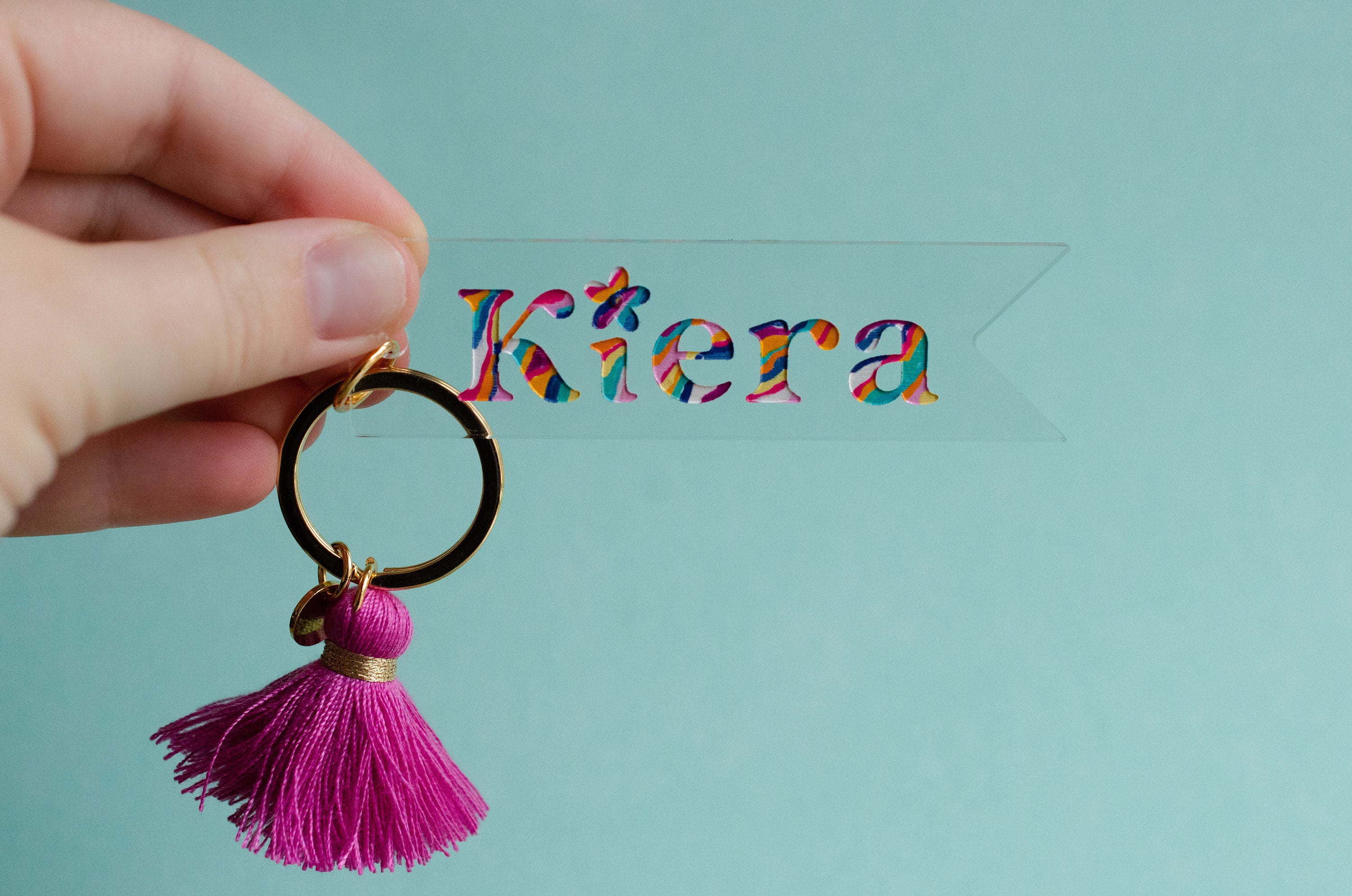 Personalized Name keychain, Custom Name Tag, Colorful tassel