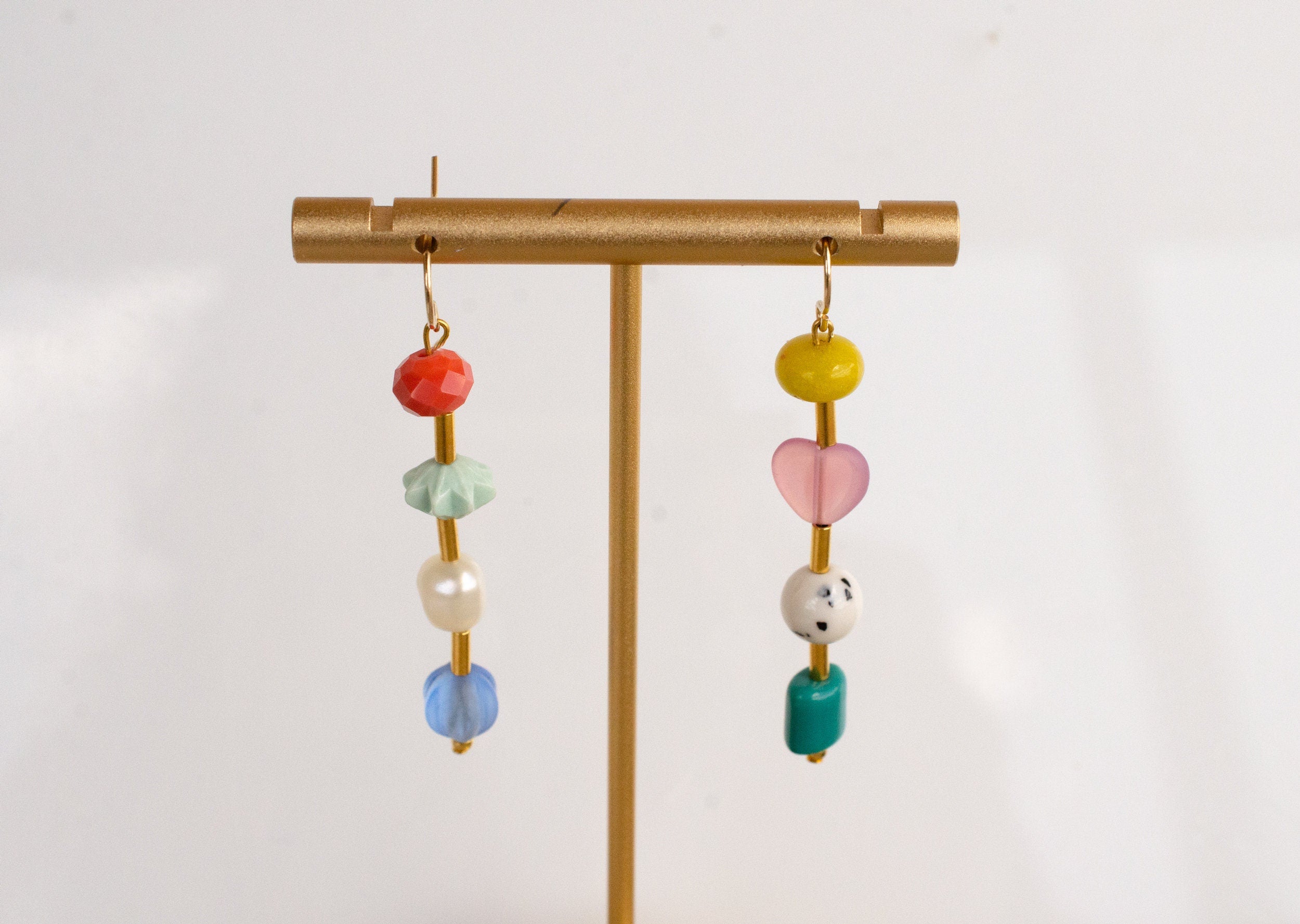 Colorful Beaded hoops, gold filled earrings, natural stone earrings, s –  jillmakes